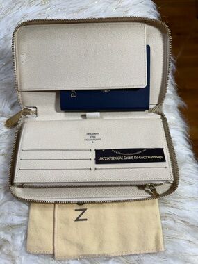 Louis Vuitton Azur Cream Zip-Around Wallet Organizer With Dustbag